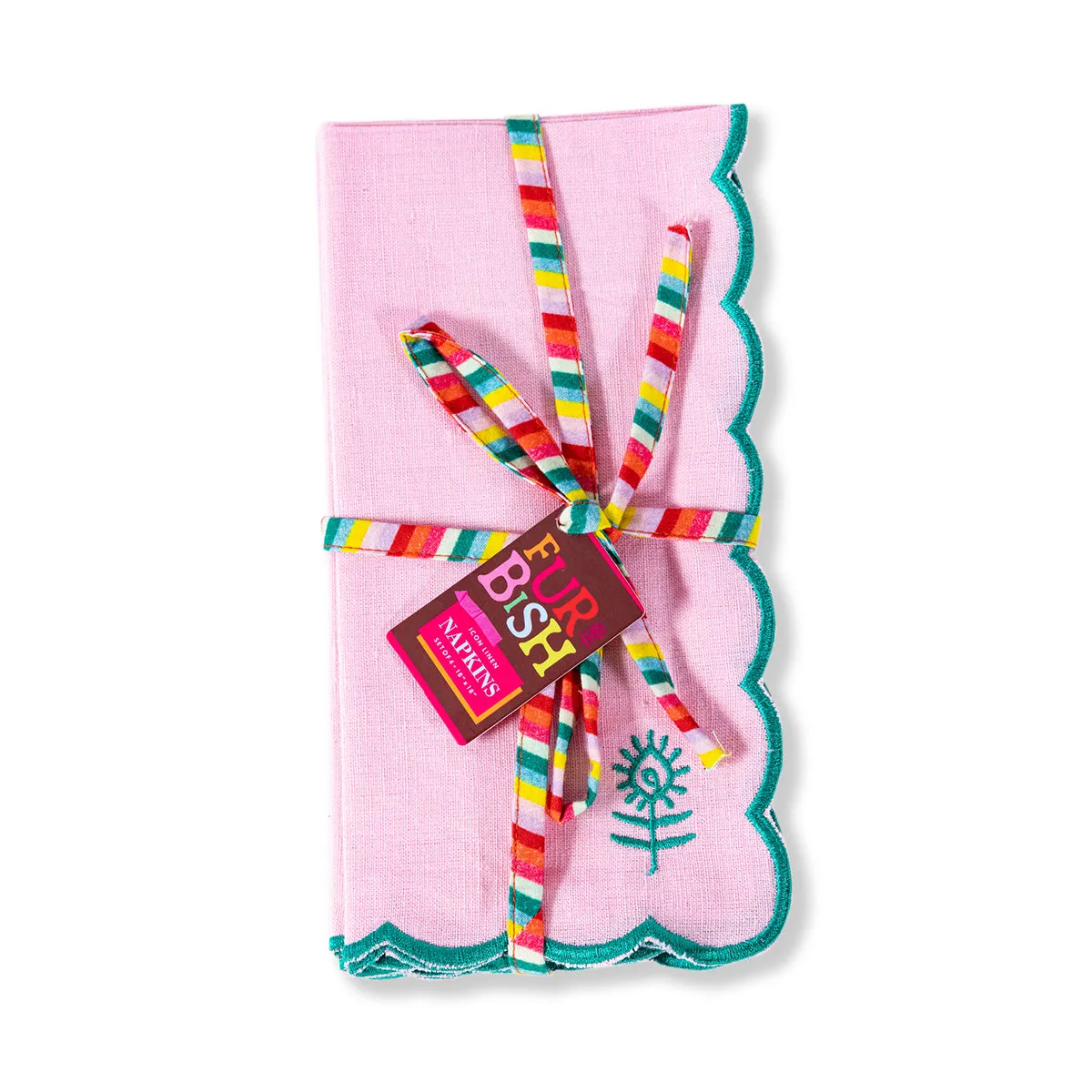 Icon Linen Napkins Set of 4 in Light Pink   Emerald