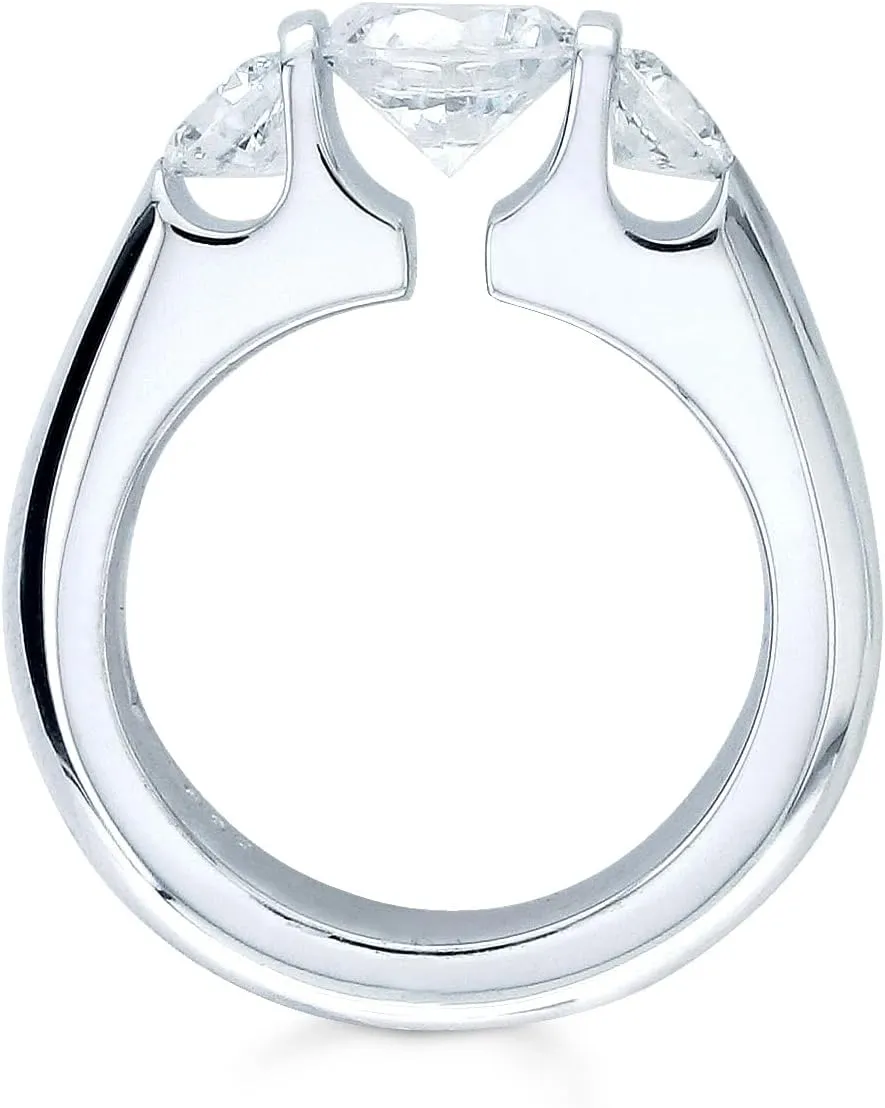 IGI Certified 1.5 Carat Lab Grown Round Diamond Engagement Ring 14K White Gold 4.5MM Three Stone Tension Set Engagement Ring (G Color, VS1-VS2 Clarity) Size 3.5-10