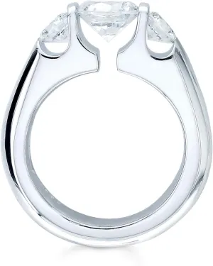 IGI Certified 1.5 Carat Lab Grown Round Diamond Engagement Ring 14K White Gold 4.5MM Three Stone Tension Set Engagement Ring (G Color, VS1-VS2 Clarity) Size 3.5-10