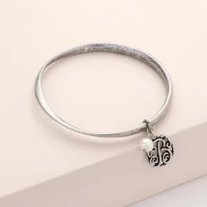 iLLASPARKZ -B- Monogram Pearl Charm Bangle Bracelet
