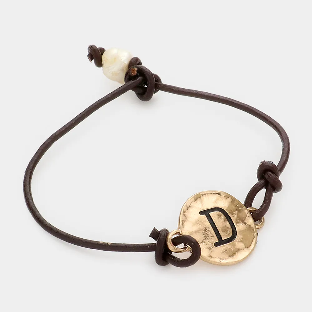 iLLASPARKZ -D- Monogram Metal Disc Pearl Pointed Bracelet