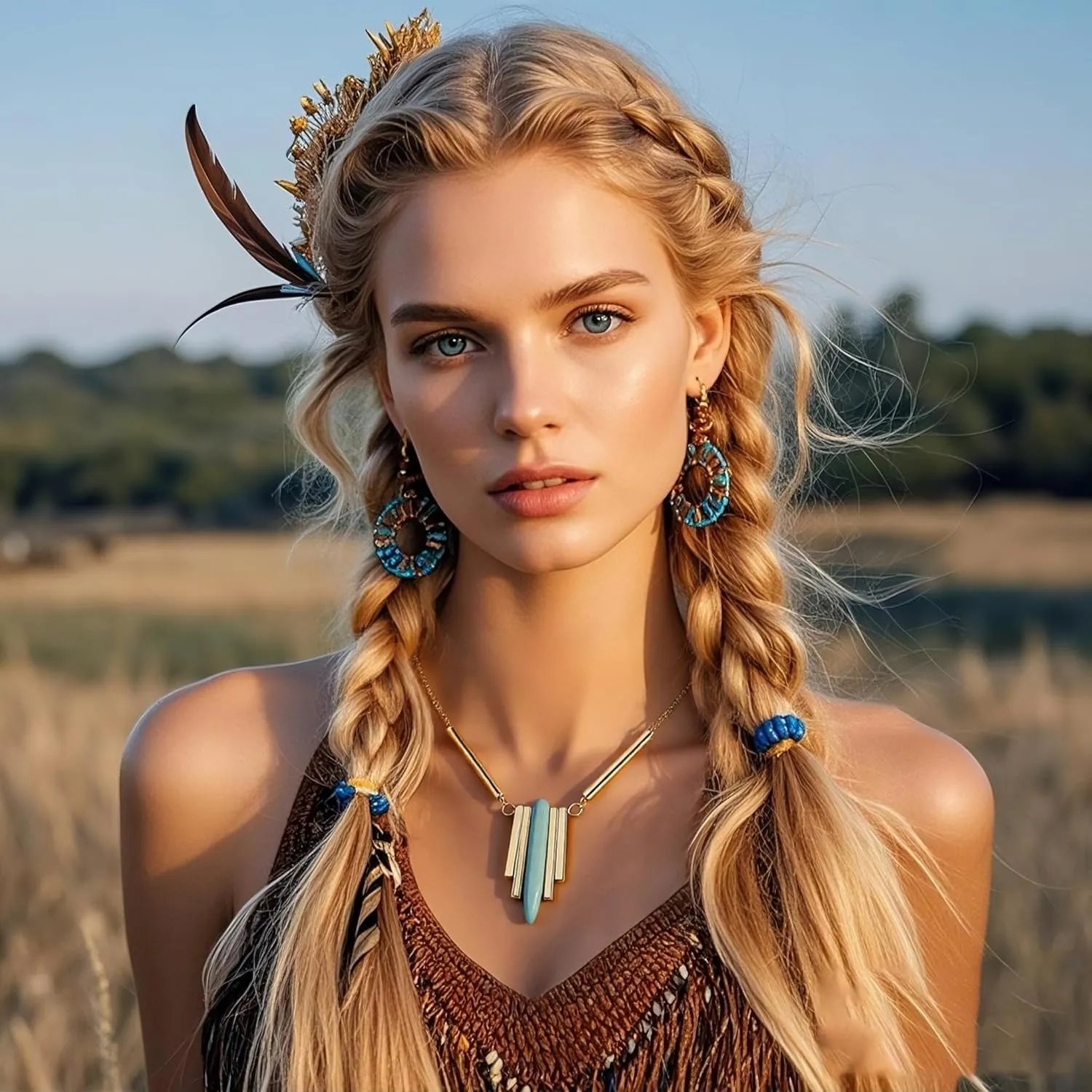 INENIMARTJ Gold Turquoise Necklace for Women Boho Turquoise Pendant Necklace Gold Chain Turquoises Necklaces Trendy Western Turquoises Jewelry for Womens