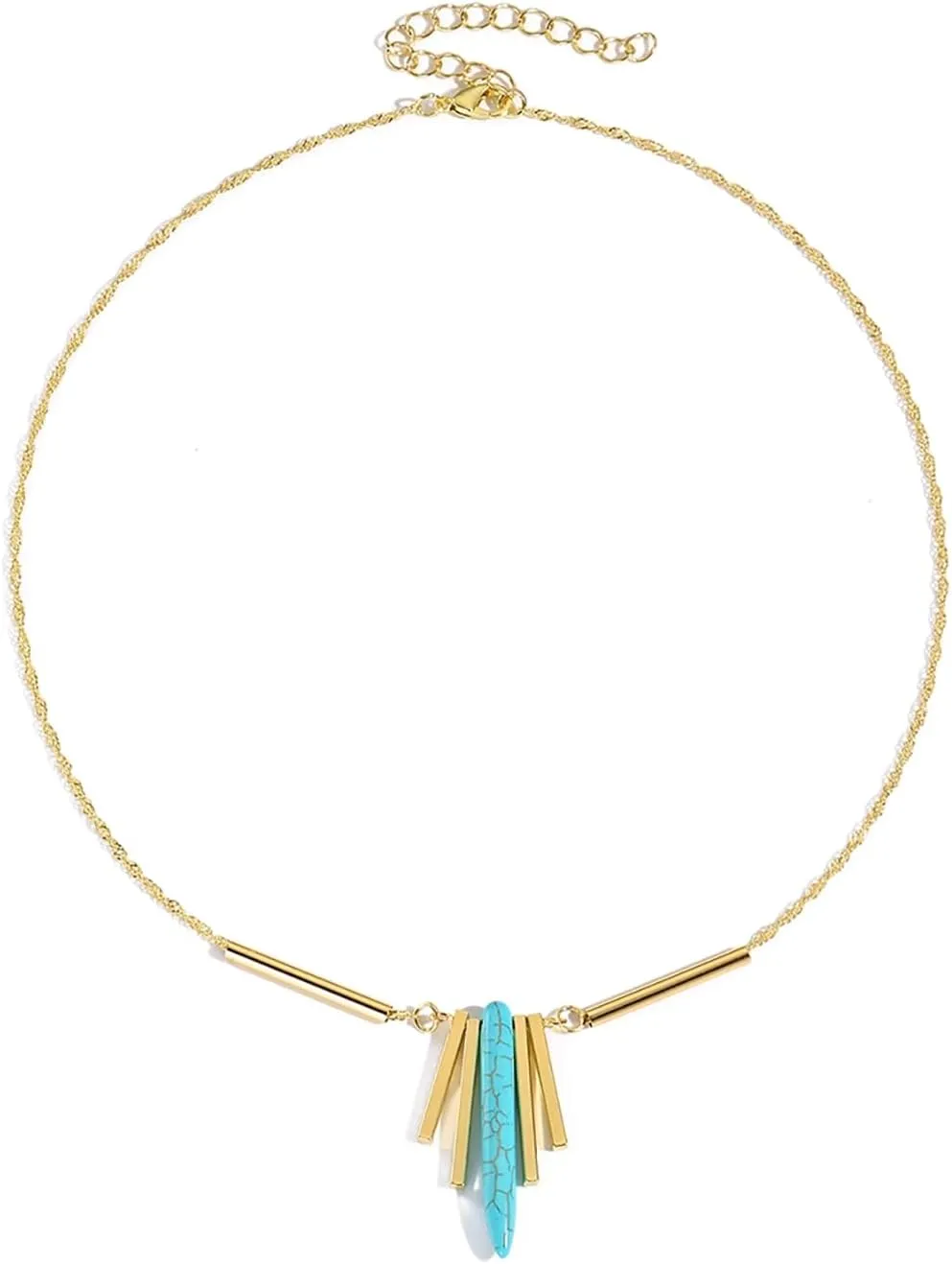 INENIMARTJ Gold Turquoise Necklace for Women Boho Turquoise Pendant Necklace Gold Chain Turquoises Necklaces Trendy Western Turquoises Jewelry for Womens