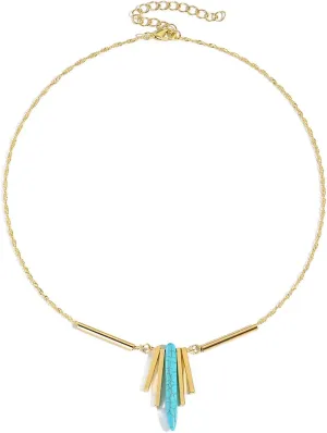 INENIMARTJ Gold Turquoise Necklace for Women Boho Turquoise Pendant Necklace Gold Chain Turquoises Necklaces Trendy Western Turquoises Jewelry for Womens