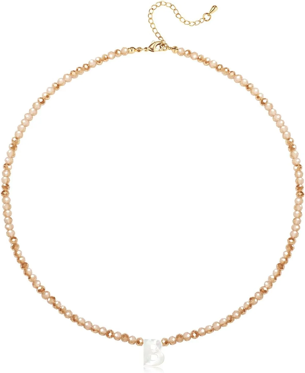 Initial Necklaces for Women Beaded Letter Choker Necklace Trendy 14K Gold Plated Shell Pendant Necklace Simple Jewelry