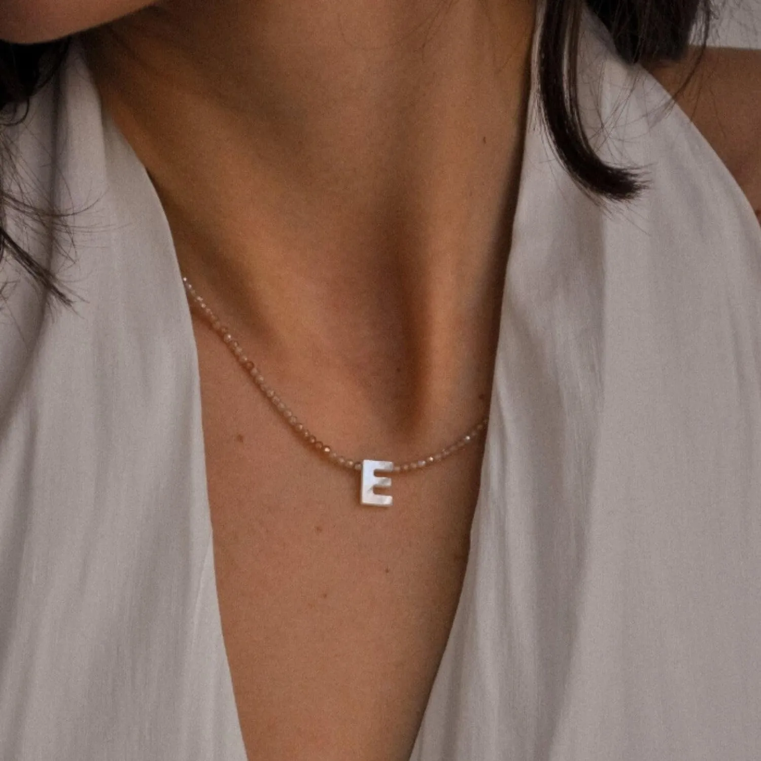 Initial Necklaces for Women Beaded Letter Choker Necklace Trendy 14K Gold Plated Shell Pendant Necklace Simple Jewelry