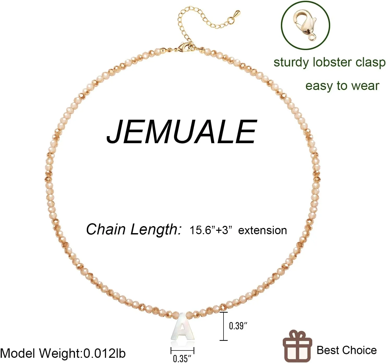 Initial Necklaces for Women Beaded Letter Choker Necklace Trendy 14K Gold Plated Shell Pendant Necklace Simple Jewelry