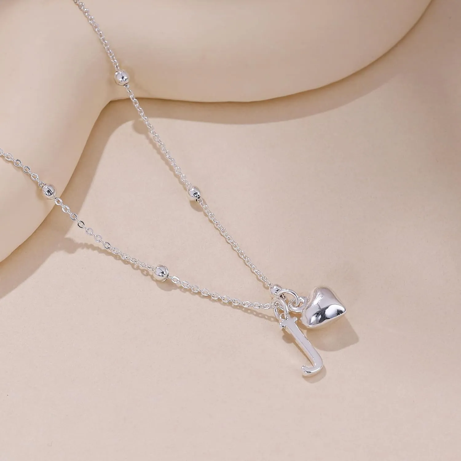 Initial Necklaces for Women,Cute Heart Letter Necklace Small Silver Necklace for Women Trendy Silver Jewelry