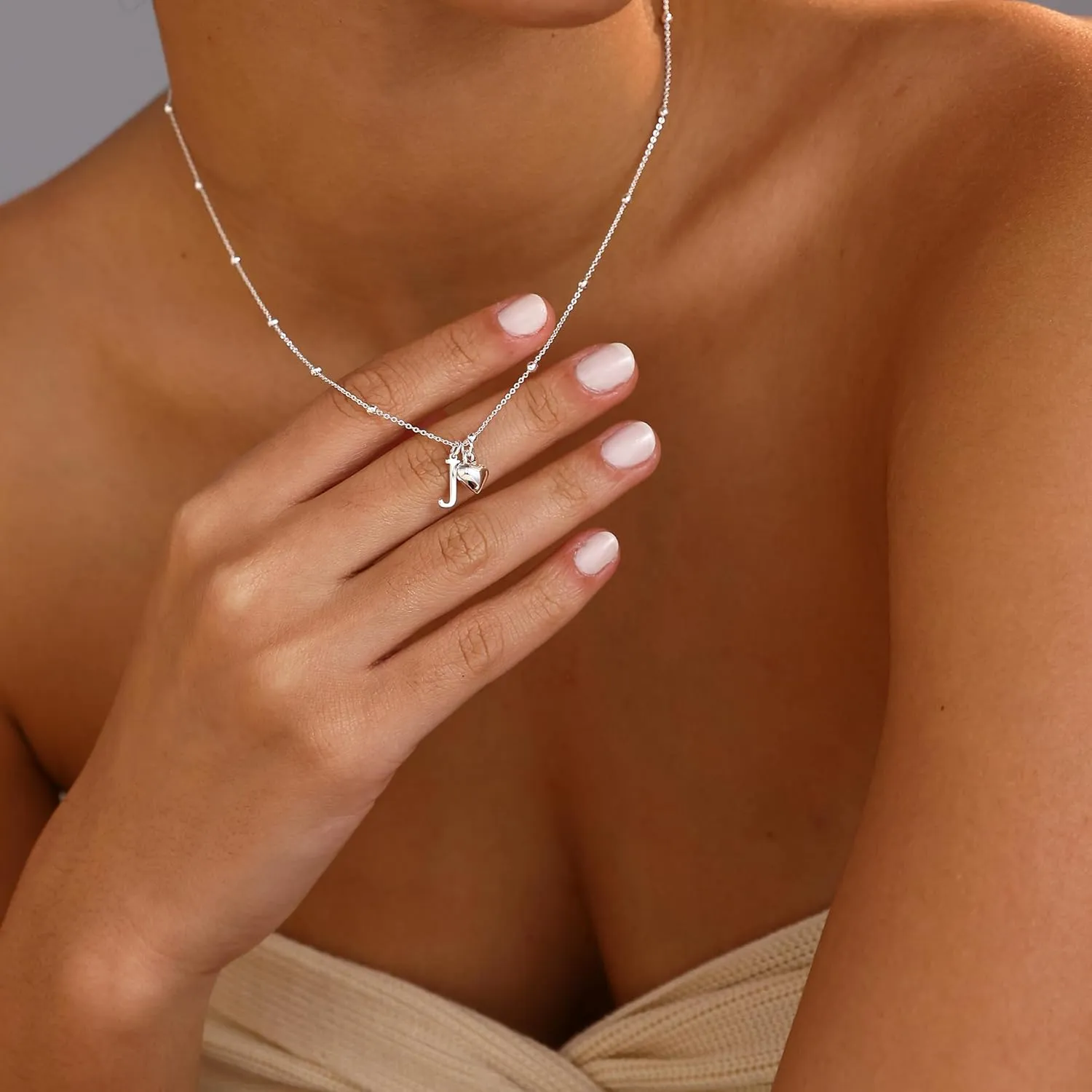 Initial Necklaces for Women,Cute Heart Letter Necklace Small Silver Necklace for Women Trendy Silver Jewelry