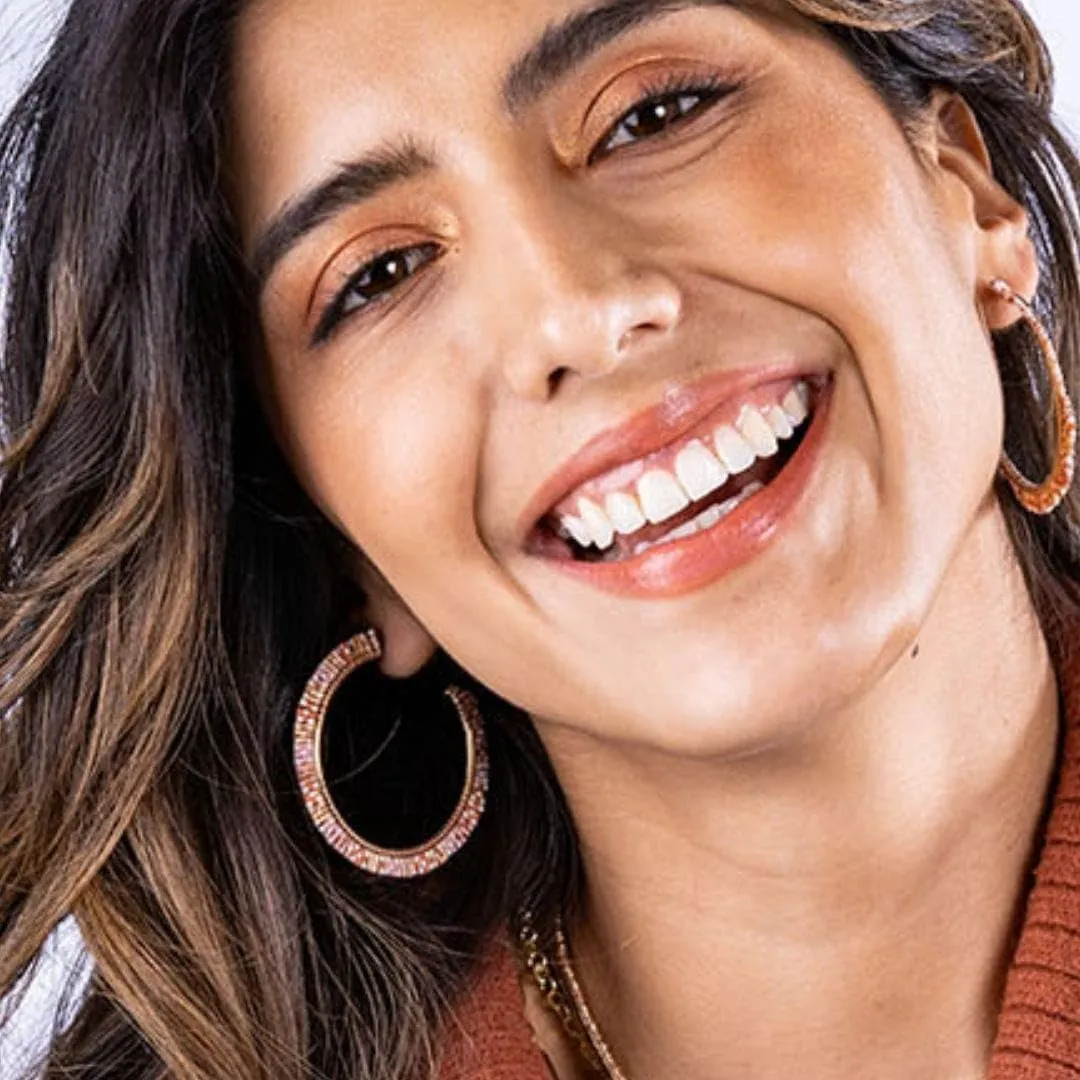 INK ALLOY Large Beaded Hoop Earrings for Women, Nora Luxe Seed Bead Brass Statement Boho Hoops, Hypoallergenic Handmade Jewelry for the Modern Bohemian, 2-Inches