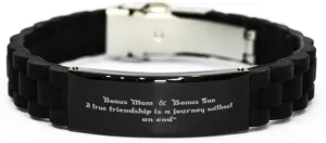 Inspirational Bracelets, Mom & son A true friendship, Birthday Gifts to Mom, Engraved Stainless Steel Gifts
