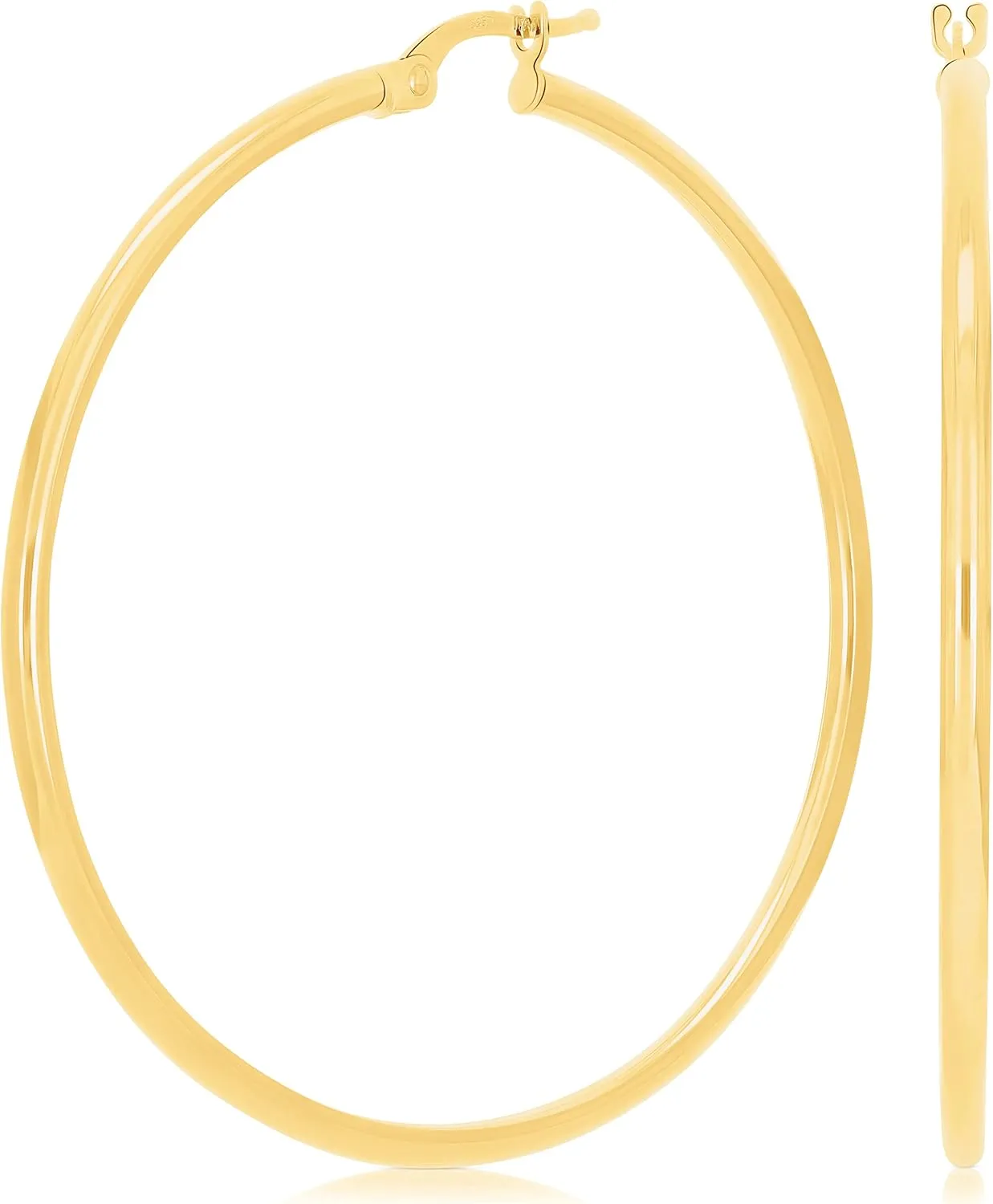 Italian 14k Yellow Gold High Polished Round Hoop Earrings