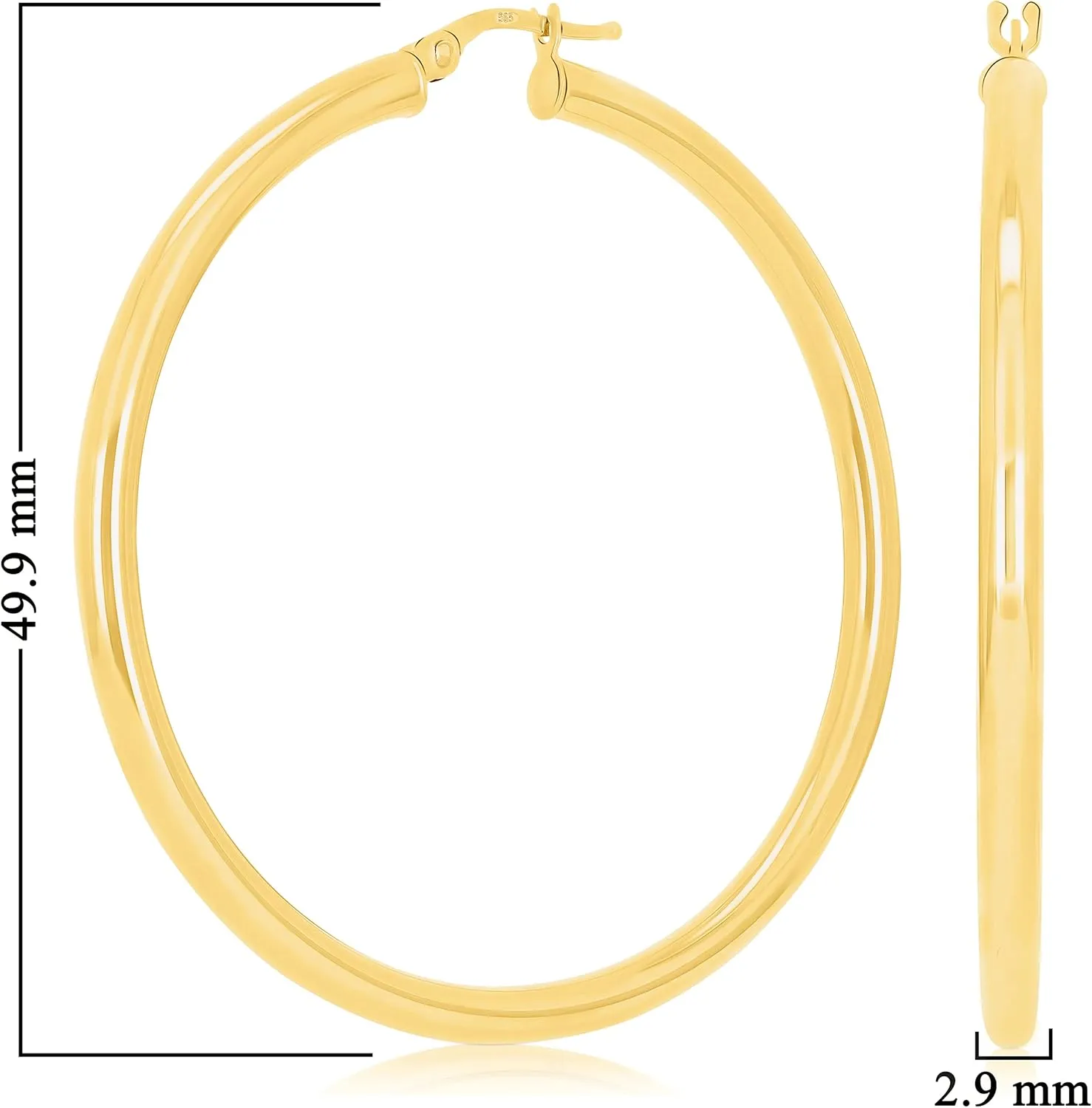 Italian 14k Yellow Gold High Polished Round Hoop Earrings