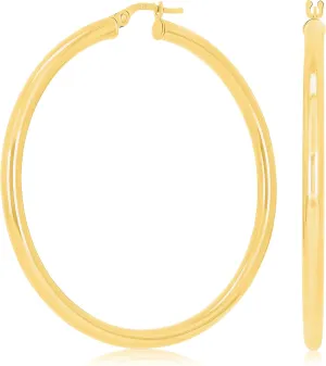 Italian 14k Yellow Gold High Polished Round Hoop Earrings