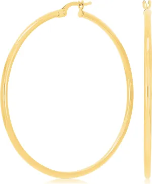Italian 14k Yellow Gold High Polished Round Hoop Earrings