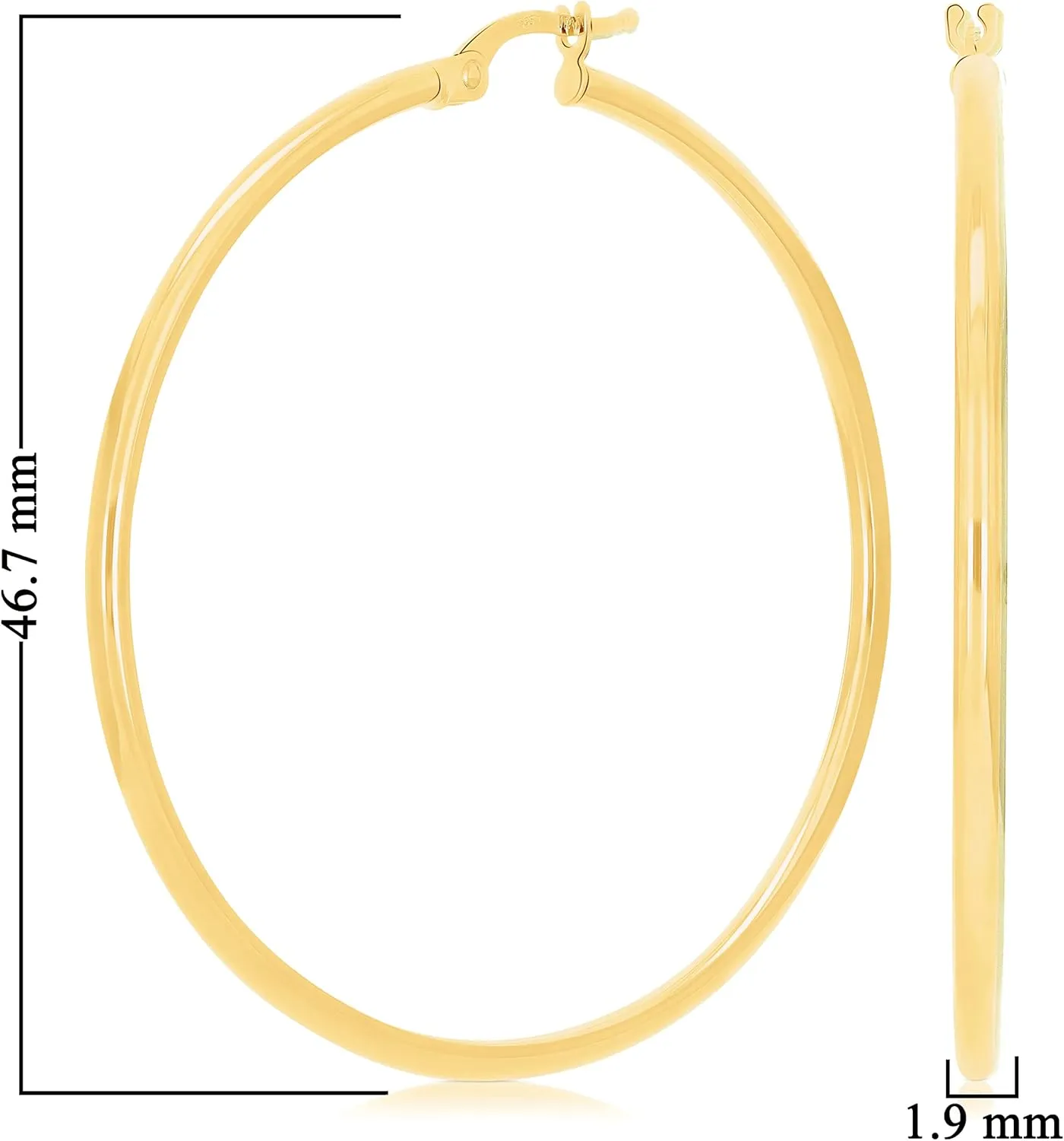 Italian 14k Yellow Gold High Polished Round Hoop Earrings