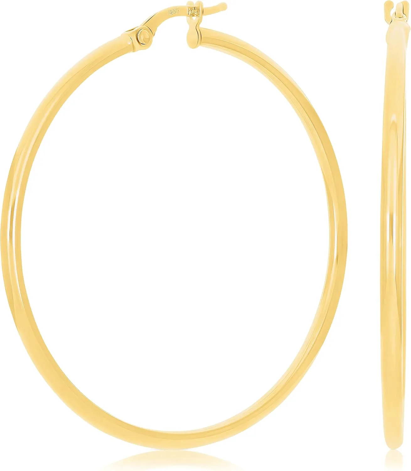 Italian 14k Yellow Gold High Polished Round Hoop Earrings