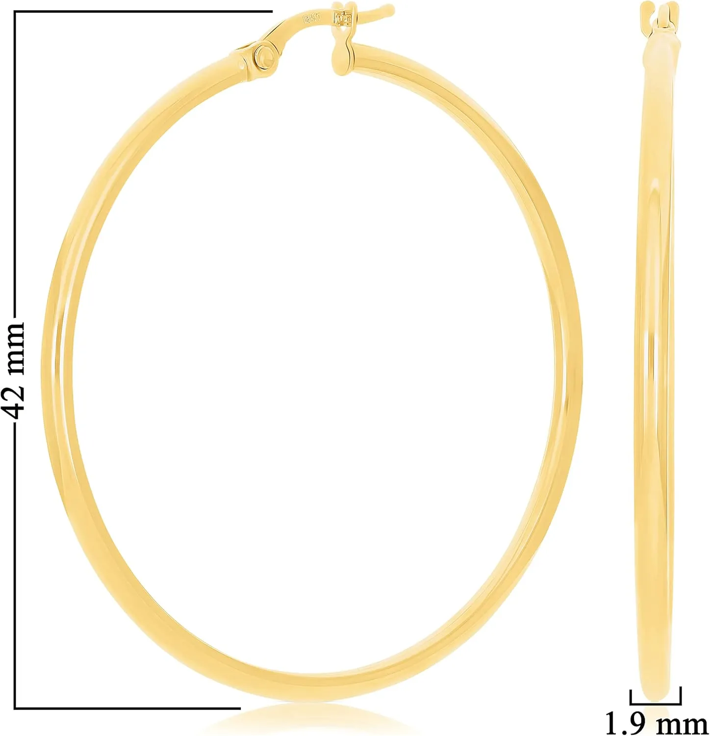 Italian 14k Yellow Gold High Polished Round Hoop Earrings