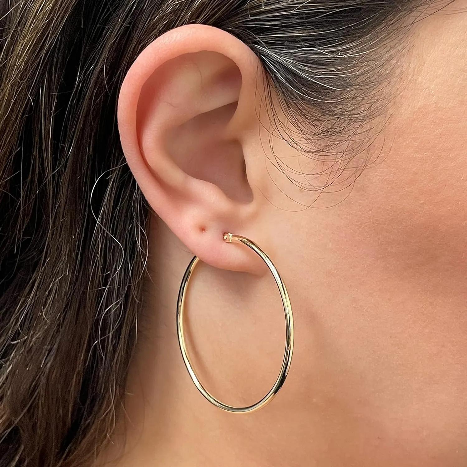 Italian 14k Yellow Gold High Polished Round Hoop Earrings