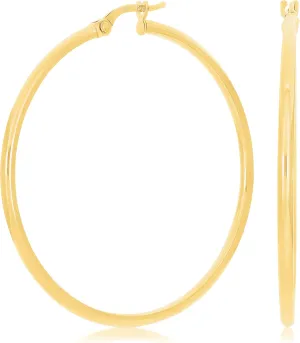 Italian 14k Yellow Gold High Polished Round Hoop Earrings