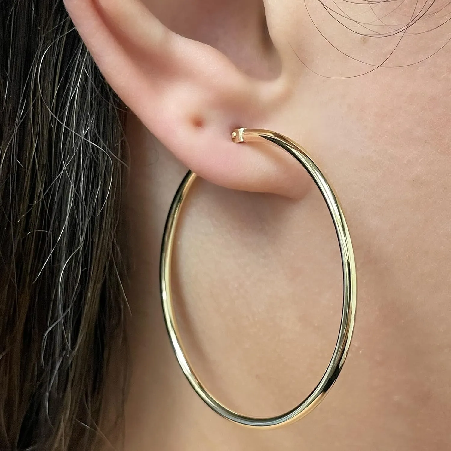 Italian 14k Yellow Gold High Polished Round Hoop Earrings