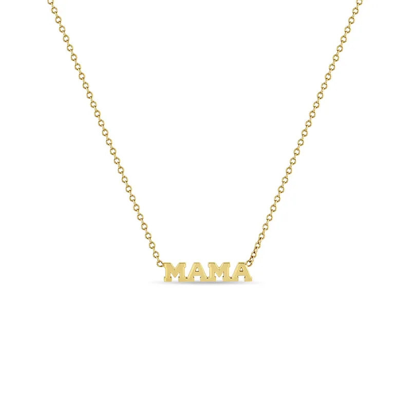 Itty Bitty MAMA Necklace in Yellow Gold