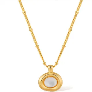 Jean Beau Gold Turquoise/Tigers Eye Stone Pendant Necklaces for Women, Chunky Gemstone Dangle Necklace Wedding Prom Fashion Jewelry Gifts