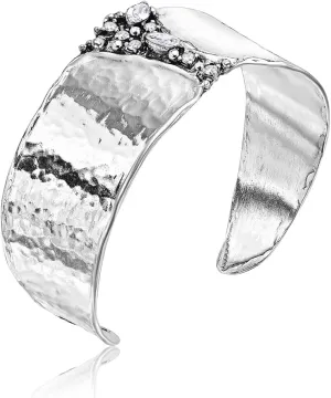 JEAN RACHEL JEWELRY 925 Sterling Silver Bracelet - Cuff Bracelet with 2.60 TCW Facet Cubic Zirconia - Vintage Design Hypoallergenic, Lead & Nickel Free Jewelry Artisan Handcrafted Collection