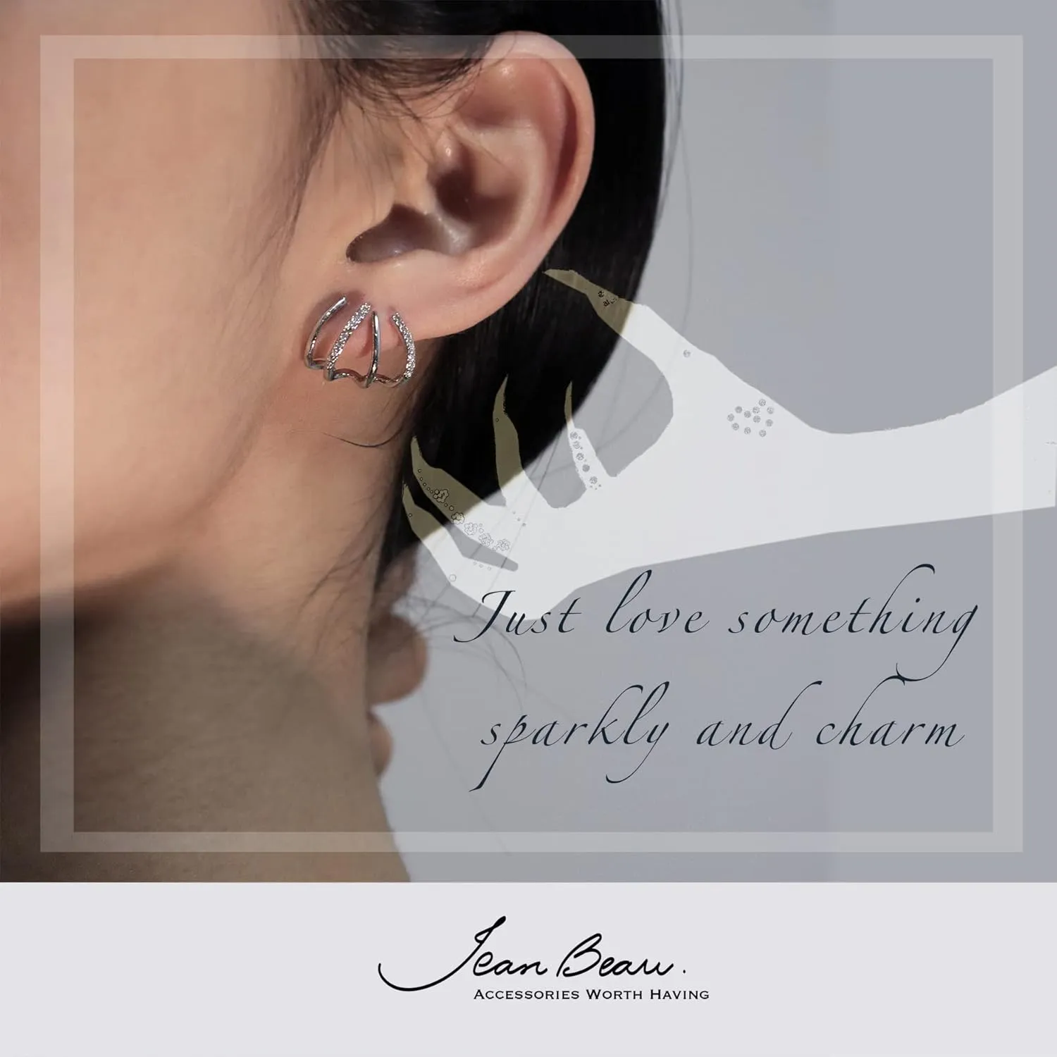 JeanBeau Dainty Cubic Zirconia Leaf Pearl Gold Stud Earrings for Women, Cute Funny Sparkly Dangling Teardrop Rhinestone, Ear Cuff Cartilage Piercing Illusion Claw Hoop Spring Jewelry Gifts