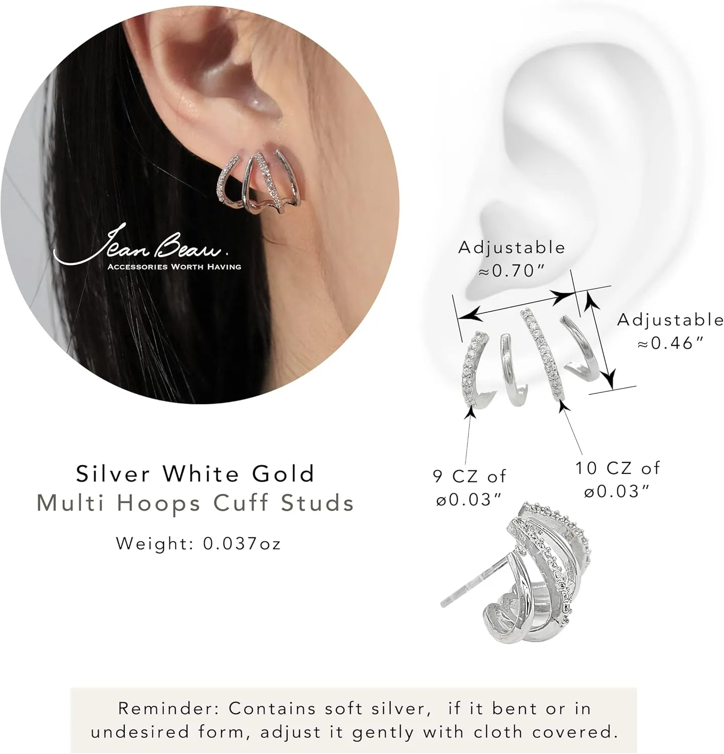 JeanBeau Dainty Cubic Zirconia Leaf Pearl Gold Stud Earrings for Women, Cute Funny Sparkly Dangling Teardrop Rhinestone, Ear Cuff Cartilage Piercing Illusion Claw Hoop Spring Jewelry Gifts