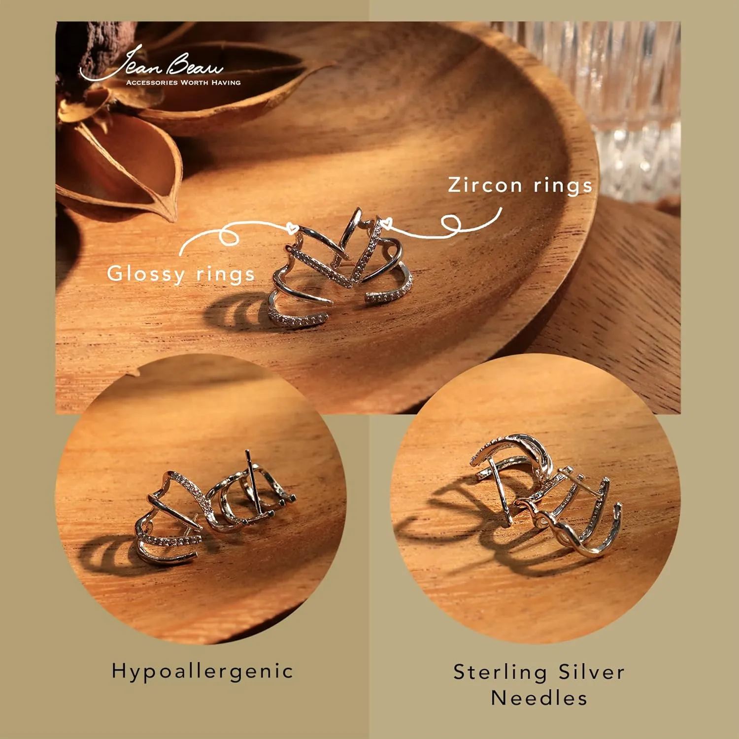 JeanBeau Dainty Cubic Zirconia Leaf Pearl Gold Stud Earrings for Women, Cute Funny Sparkly Dangling Teardrop Rhinestone, Ear Cuff Cartilage Piercing Illusion Claw Hoop Spring Jewelry Gifts