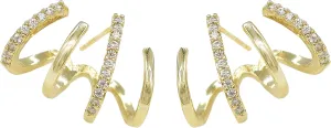 JeanBeau Dainty Cubic Zirconia Leaf Pearl Gold Stud Earrings for Women, Cute Funny Sparkly Dangling Teardrop Rhinestone, Ear Cuff Cartilage Piercing Illusion Claw Hoop Spring Jewelry Gifts