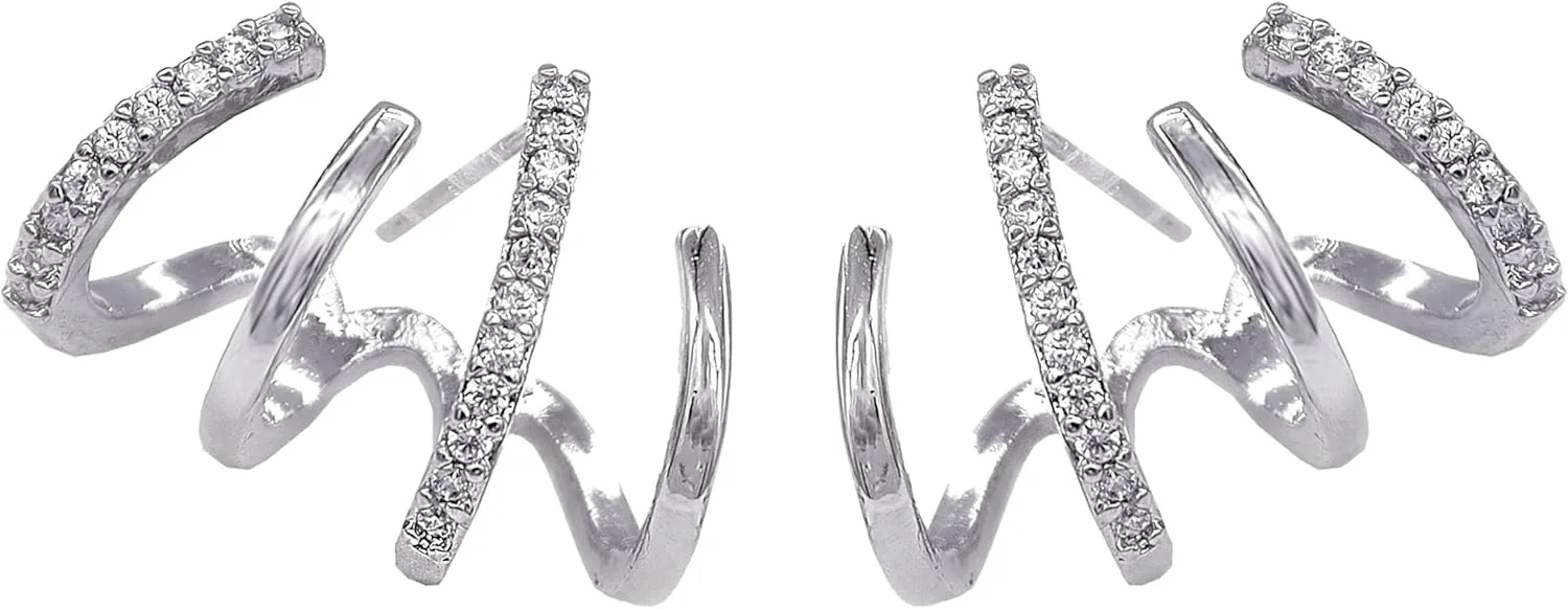 JeanBeau Dainty Cubic Zirconia Leaf Pearl Gold Stud Earrings for Women, Cute Funny Sparkly Dangling Teardrop Rhinestone, Ear Cuff Cartilage Piercing Illusion Claw Hoop Spring Jewelry Gifts