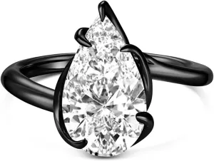 Jeulia Engagement Rings for Women;925 Sterling Silver D Color VVS1 Diamond Halo Anniversary Wedding Promise Ring 10.37CT Pear Cut Moissanite Black Plated Band with Jewelry Gift Box