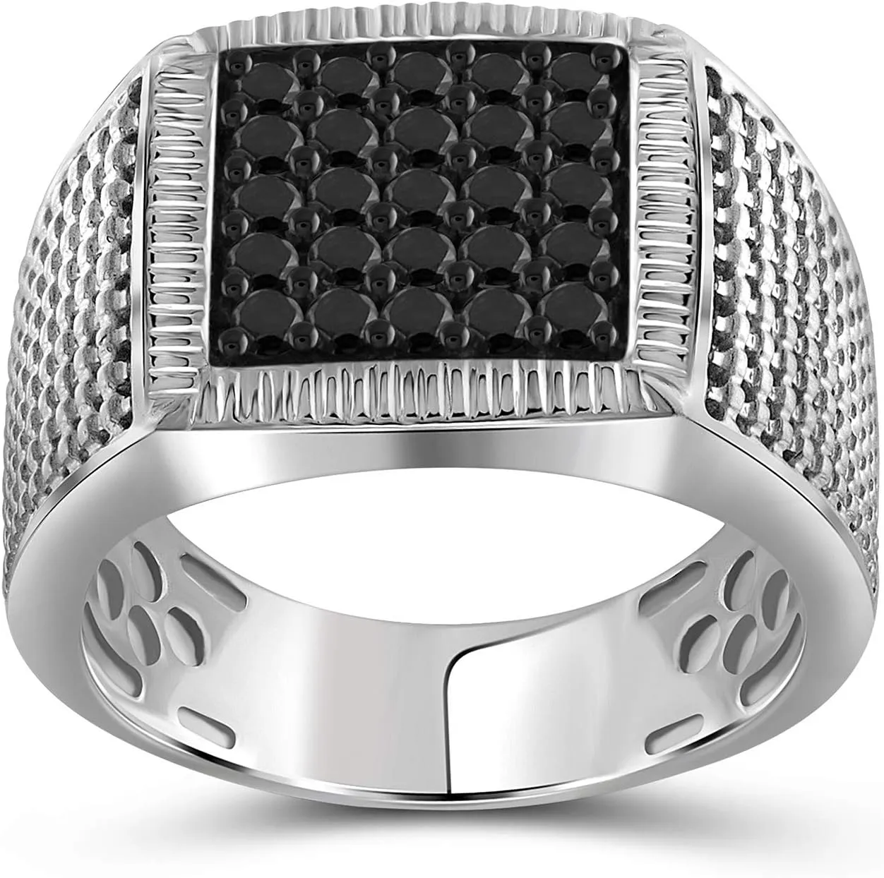 JEWELEXCESS Black Diamond Rings for Men  1CTTW Genuine Black Diamond Ring for Men  Hypoallergenic Sterling Silver Ring Men  Real Diamond Mens Rings Fashion Statement Ring  Luxurious Gifts for Him