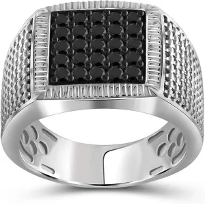 JEWELEXCESS Black Diamond Rings for Men  1CTTW Genuine Black Diamond Ring for Men  Hypoallergenic Sterling Silver Ring Men  Real Diamond Mens Rings Fashion Statement Ring  Luxurious Gifts for Him