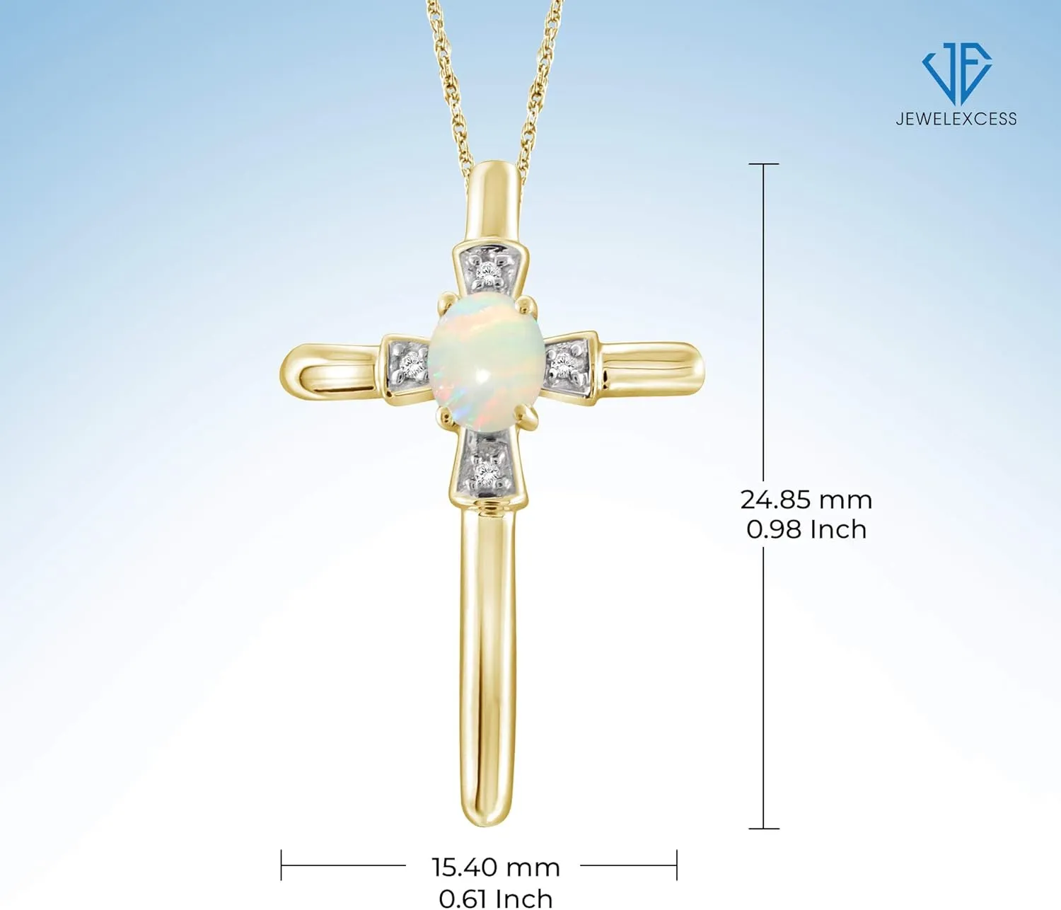 JEWELEXCESS Silver Cross Necklaces for Women Silver Cross Necklace for Women Over .925 Sterling Silver  Gemstone Necklace Centerpiece, White Diamond Accents  Hypoallergenic Cross Pendant