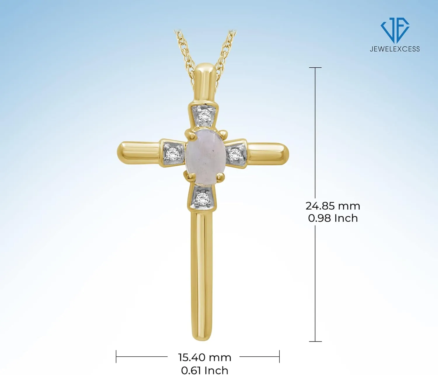 JEWELEXCESS Silver Cross Necklaces for Women Silver Cross Necklace for Women Over .925 Sterling Silver  Gemstone Necklace Centerpiece, White Diamond Accents  Hypoallergenic Cross Pendant