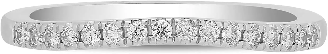 Jewelili Enchanted Disney Fine Jewelry 10K White Gold 1/6 CTTW Diamond Ariel Wedding Band