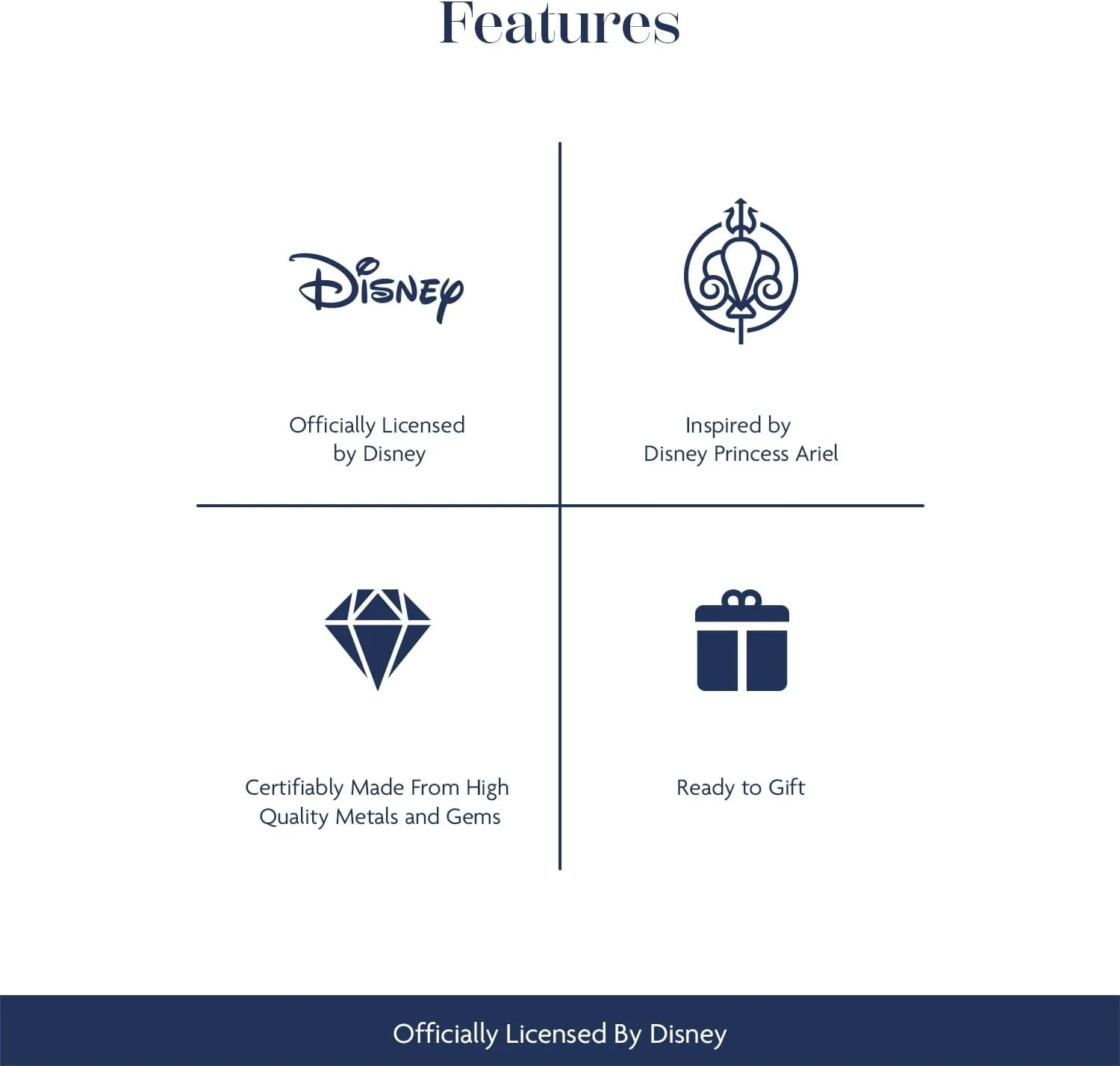 Jewelili Enchanted Disney Fine Jewelry 10K White Gold 1/6 CTTW Diamond Ariel Wedding Band