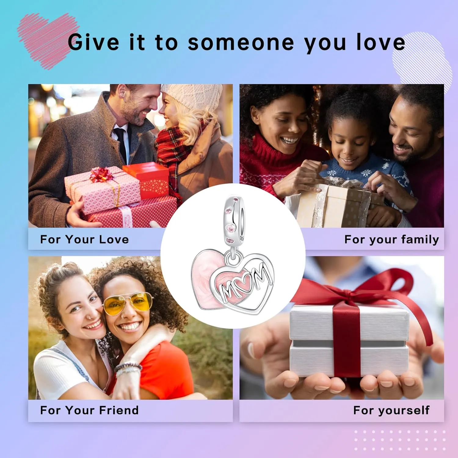 Jewelry Family Charms for Women 925 Sterling Silver Fits Bracelets Necklace Valentine's Day Mother's Day Jewelry Gift for Women