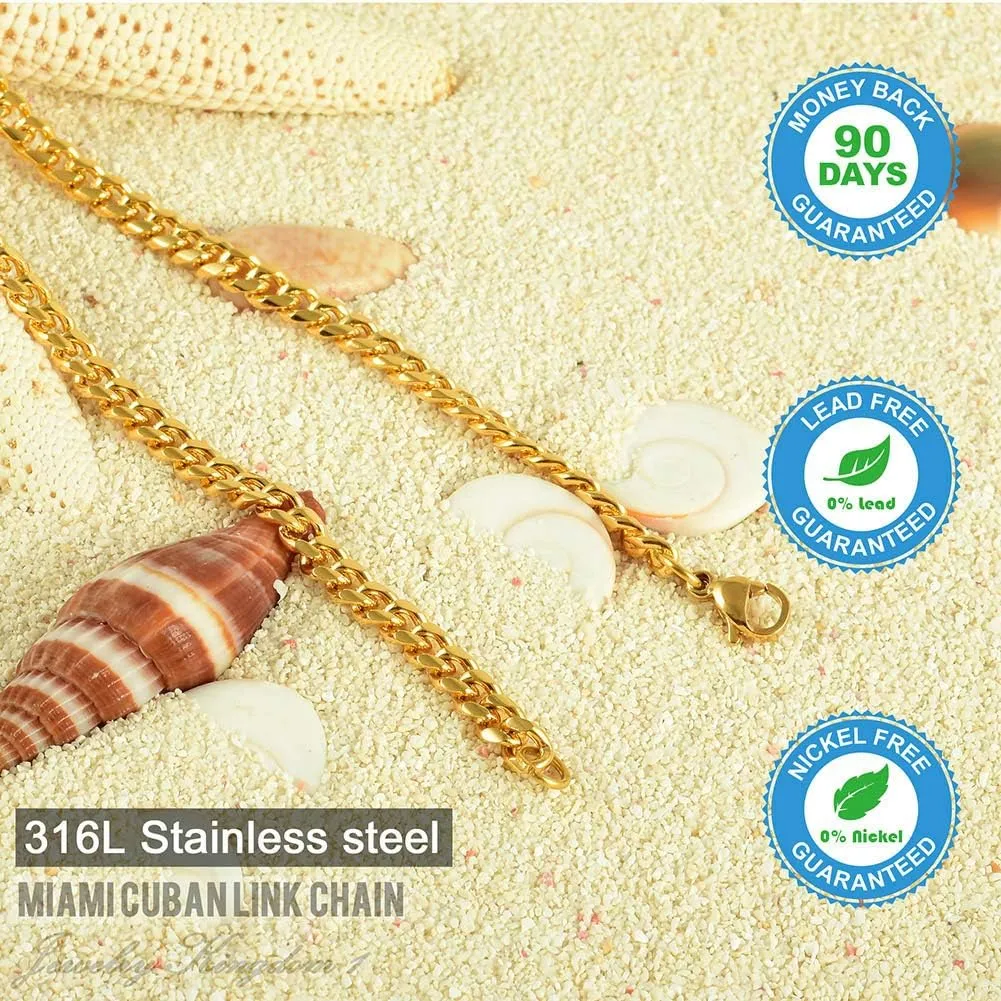 Jewelry Kingdom 1 Gold Cuban Link Chain Necklace or Bracelet for Men 15mm 18K Stainless Steel Chunky Thick Heavy Miami Curb Chains 8-30 inch Valentines Jewelry