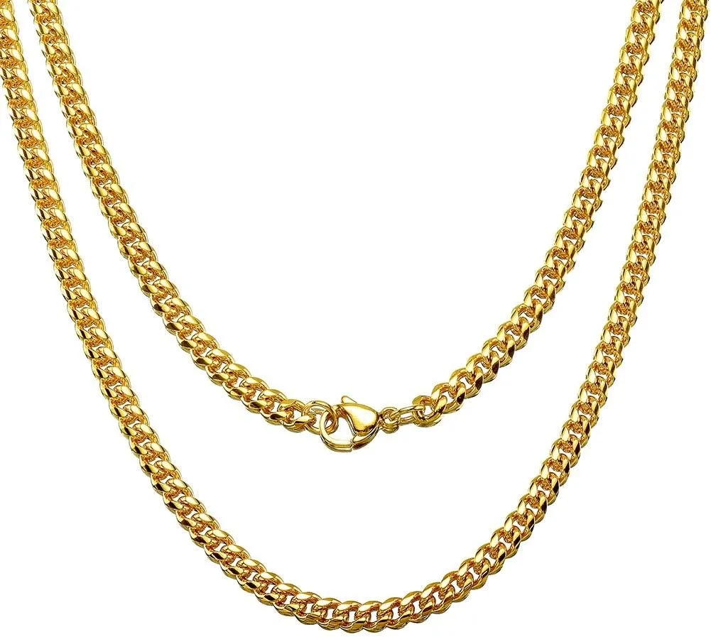 Jewelry Kingdom 1 Gold Cuban Link Chain Necklace or Bracelet for Men 15mm 18K Stainless Steel Chunky Thick Heavy Miami Curb Chains 8-30 inch Valentines Jewelry