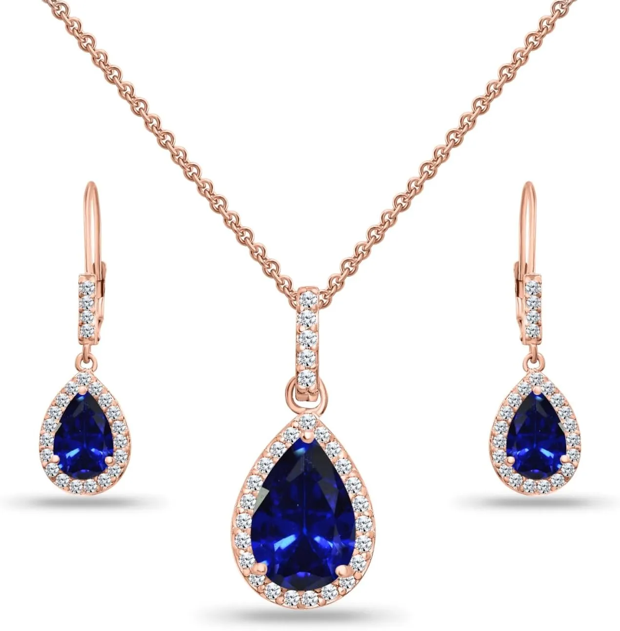 Jewelry Sets for Women, Necklace and Earring Sets for Women, Birthstone Jewelry, Genuine or Synthetic Gemstones, Teardrop Necklace and Dangle Earrings, Pendant Necklace, Sterling Silver Jewelry