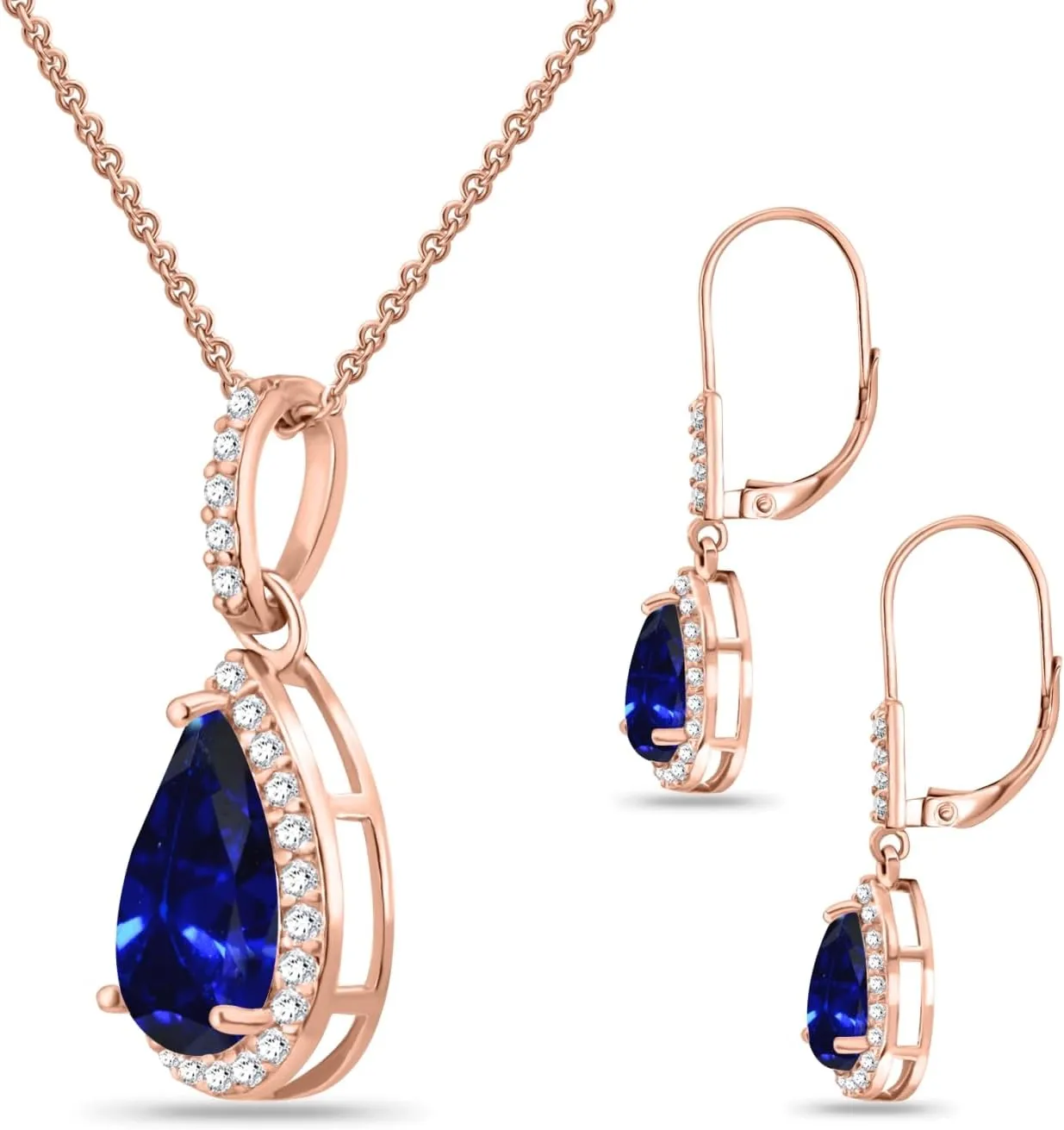 Jewelry Sets for Women, Necklace and Earring Sets for Women, Birthstone Jewelry, Genuine or Synthetic Gemstones, Teardrop Necklace and Dangle Earrings, Pendant Necklace, Sterling Silver Jewelry
