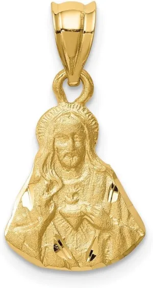 JewelryWeb 14k Solid Yellow Gold Brushed and Sparkle Cut Religious Faith Inspiration Jesus Pendant Necklace-Pendant for Women