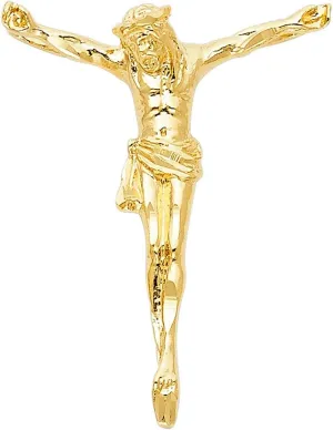 JewelryWeb 14k Yellow Gold Religious Faith Inspiration Jesus Christ Body Pendant Necklace 26x34mm-Pendant for Women