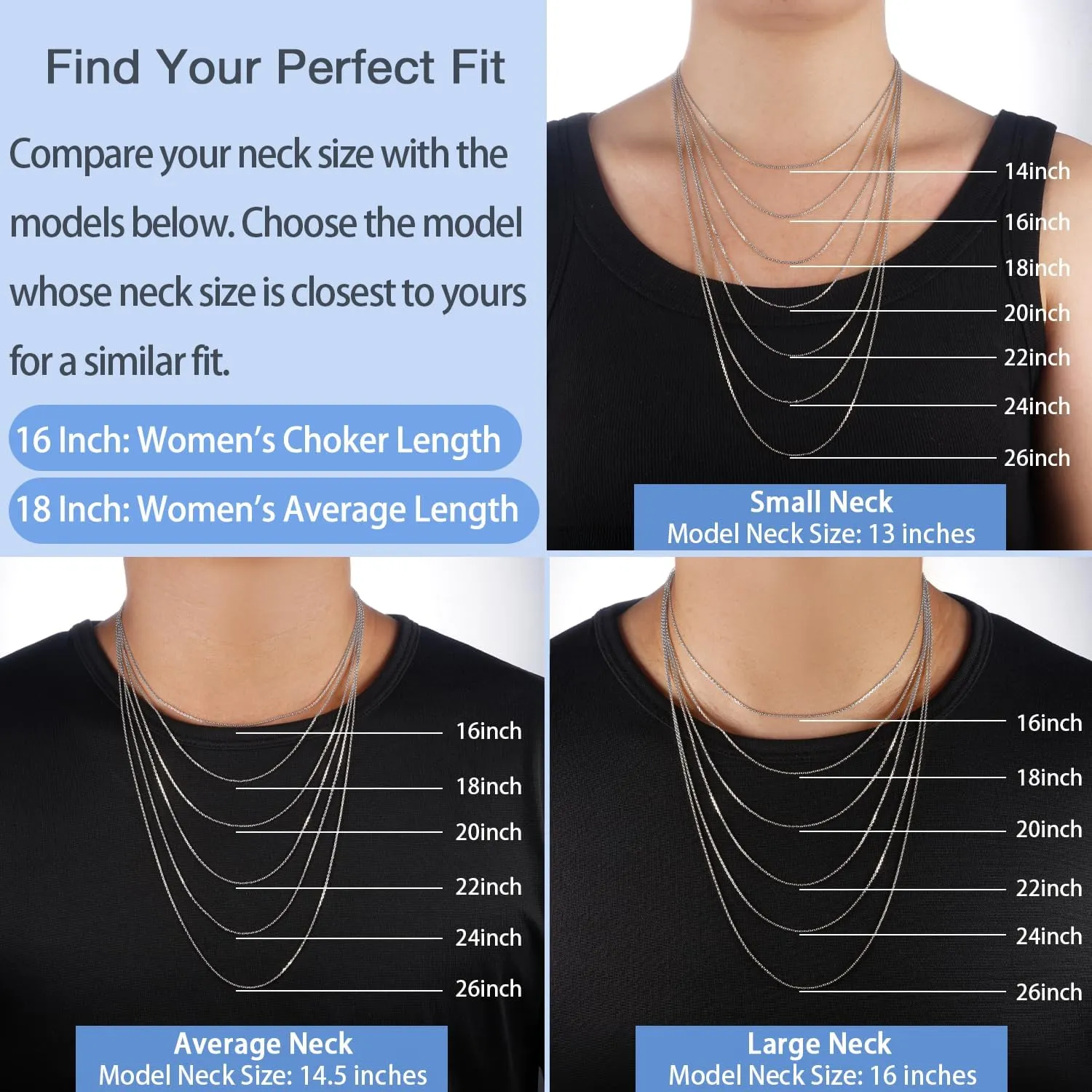Jewlpire Real 1.2mm Cable Chain 925 Sterling Silver Chain Necklace for Women, 14K Gold Chain for Women Dainty Women's Chain Necklaces, 14 16 18 20 22 24 26 Inch