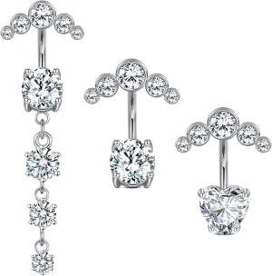 JFORYOU 1/4 Inch Short Belly Button Rings 14G 6mm Stainless Steel Short Belly Navel Button Rings for Women Men