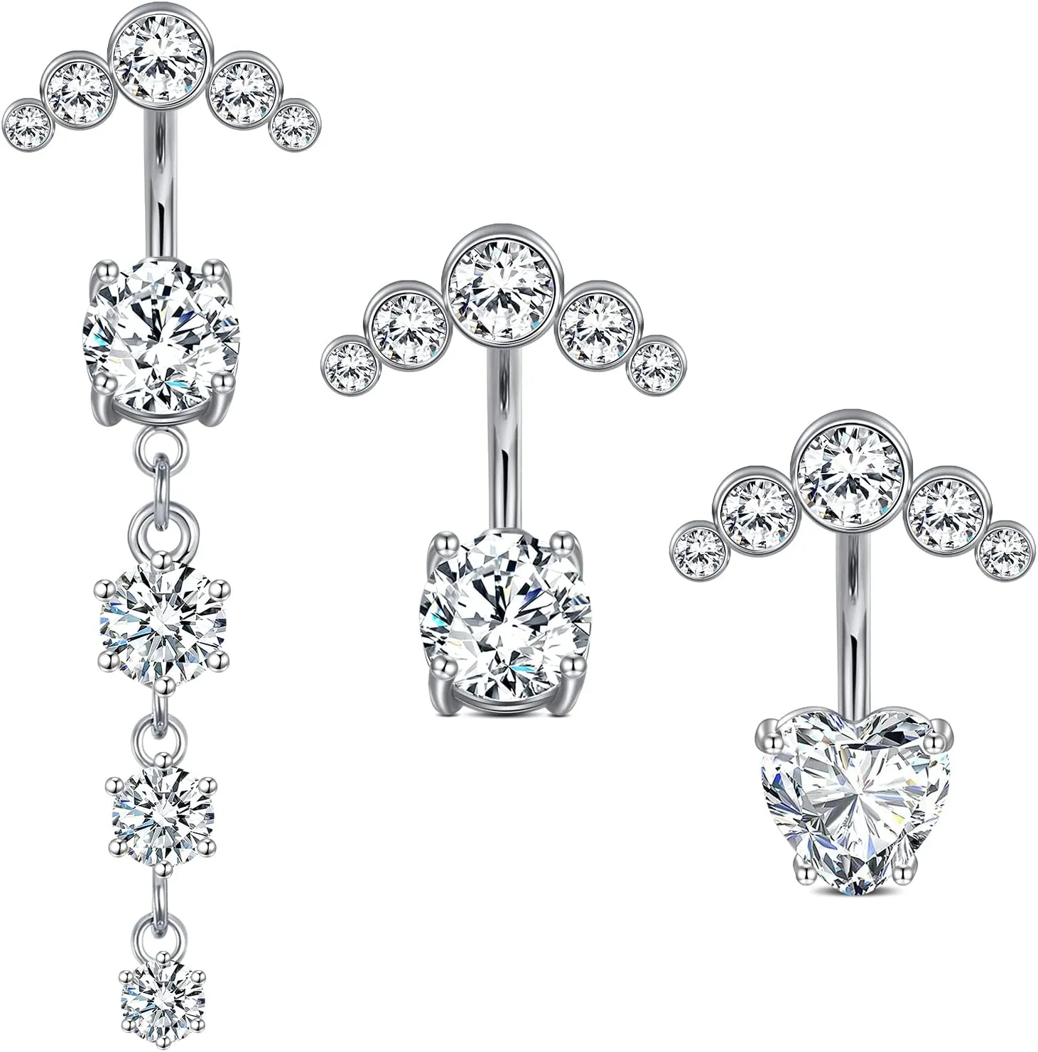 JFORYOU 1/4 Inch Short Belly Button Rings 14G 6mm Stainless Steel Short Belly Navel Button Rings for Women Men